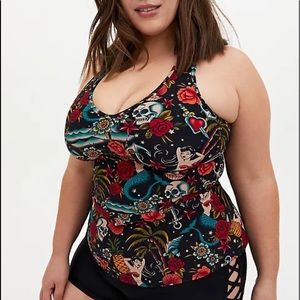 Torrid TATTOO PRINT WIRELESS RACERBACK TANKINI TOP